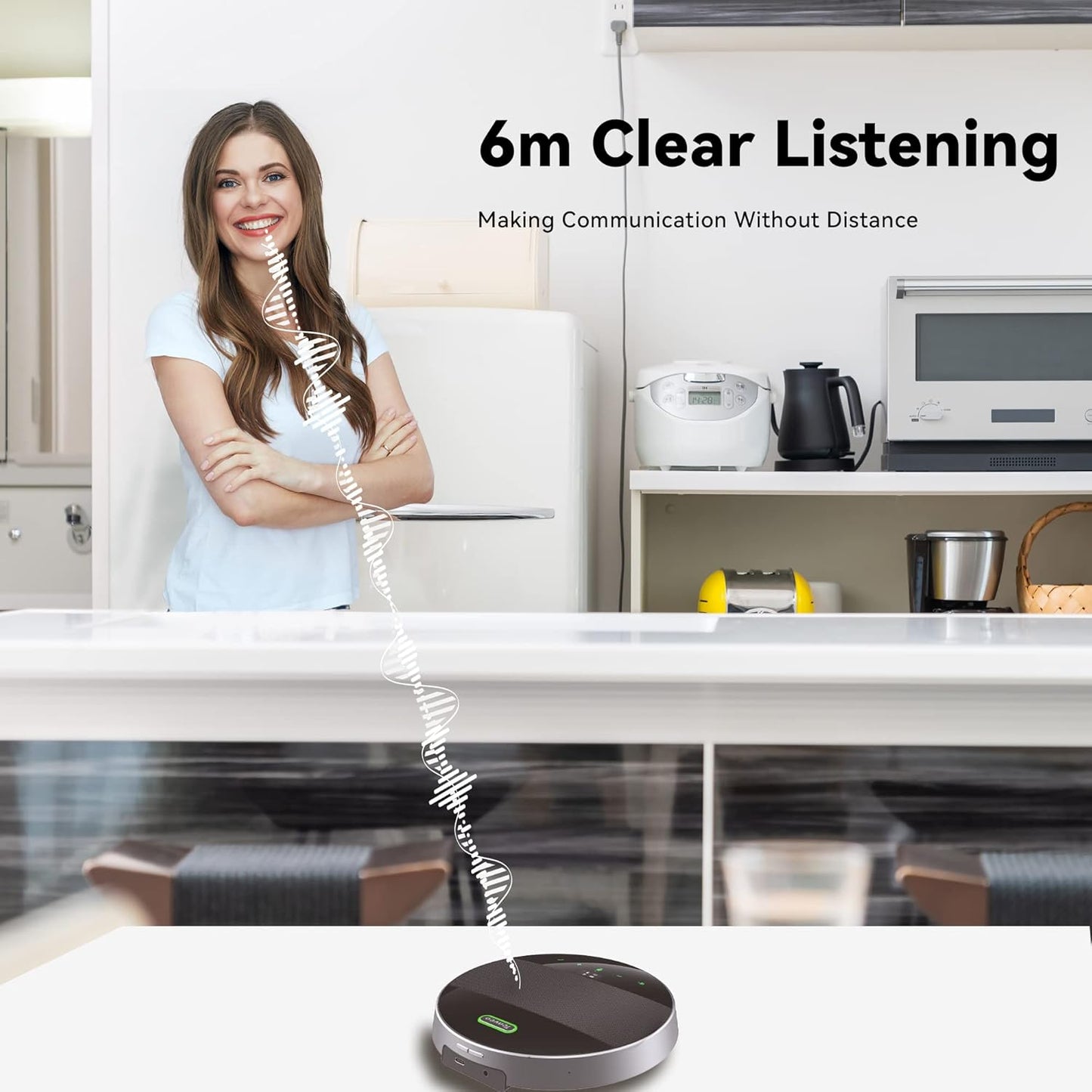 Tenveo MagiCall Conference Speaker with Microphone, Bluetooth/Wireless/USB omnidirectional Speakerphone Noise Cancelling Conference Call 360 Pickup for 10~15 People Online Meeting