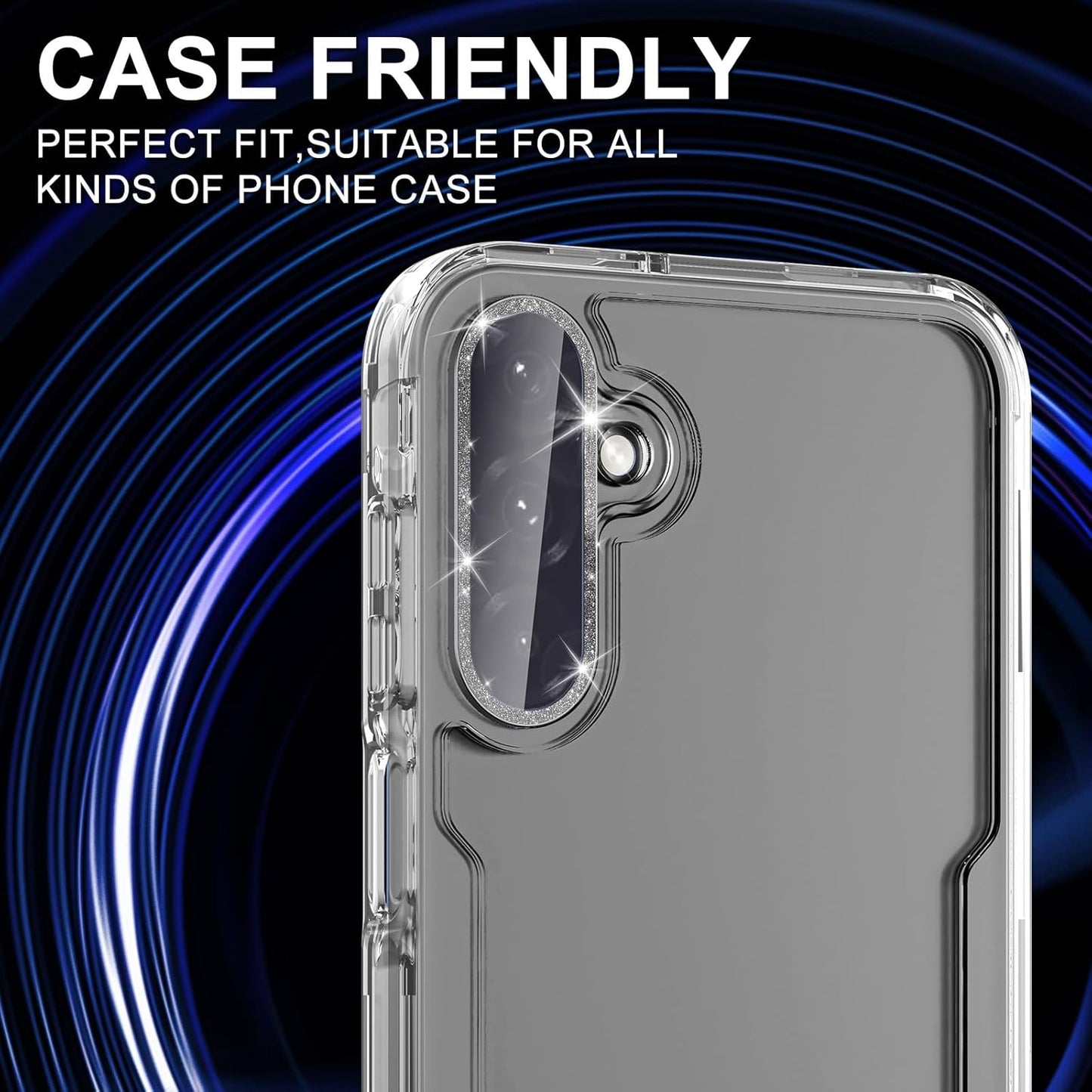 for Samsung Galaxy A26/A36/A56 Camera Lens Protector, Individual Metal Ring Tempered Glass Lens Cover, [Strong Adsorption] Scratch Resistant Ultra-Thin HD Clear Lens Cover, 1 Set-Black