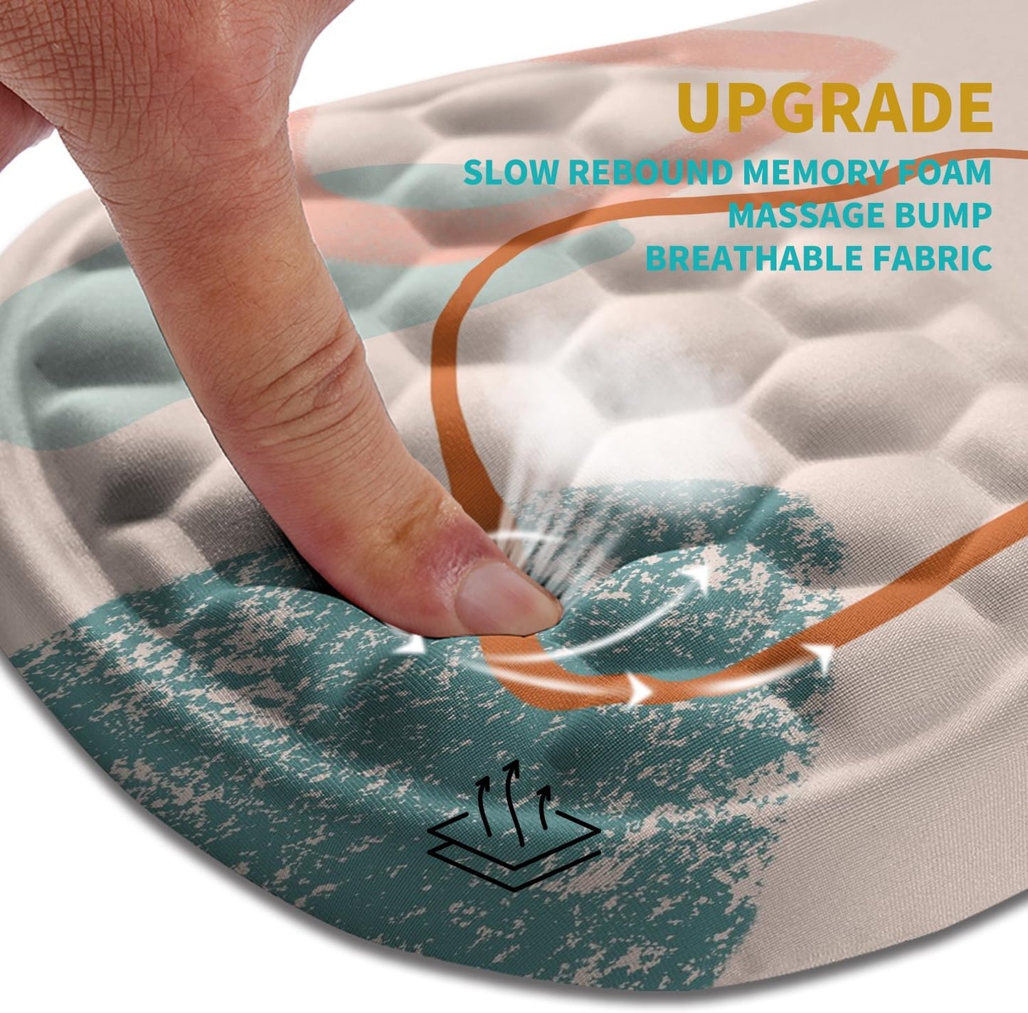 Hokafenle Ergonomic Mouse Pad Wrist Support, Wrist Rest Mousepad for Carpal Tunnel Pain Relief with Integrated Memory Foam Slope Massage Bulge (11.8x7.9 inch,Abstrac Art