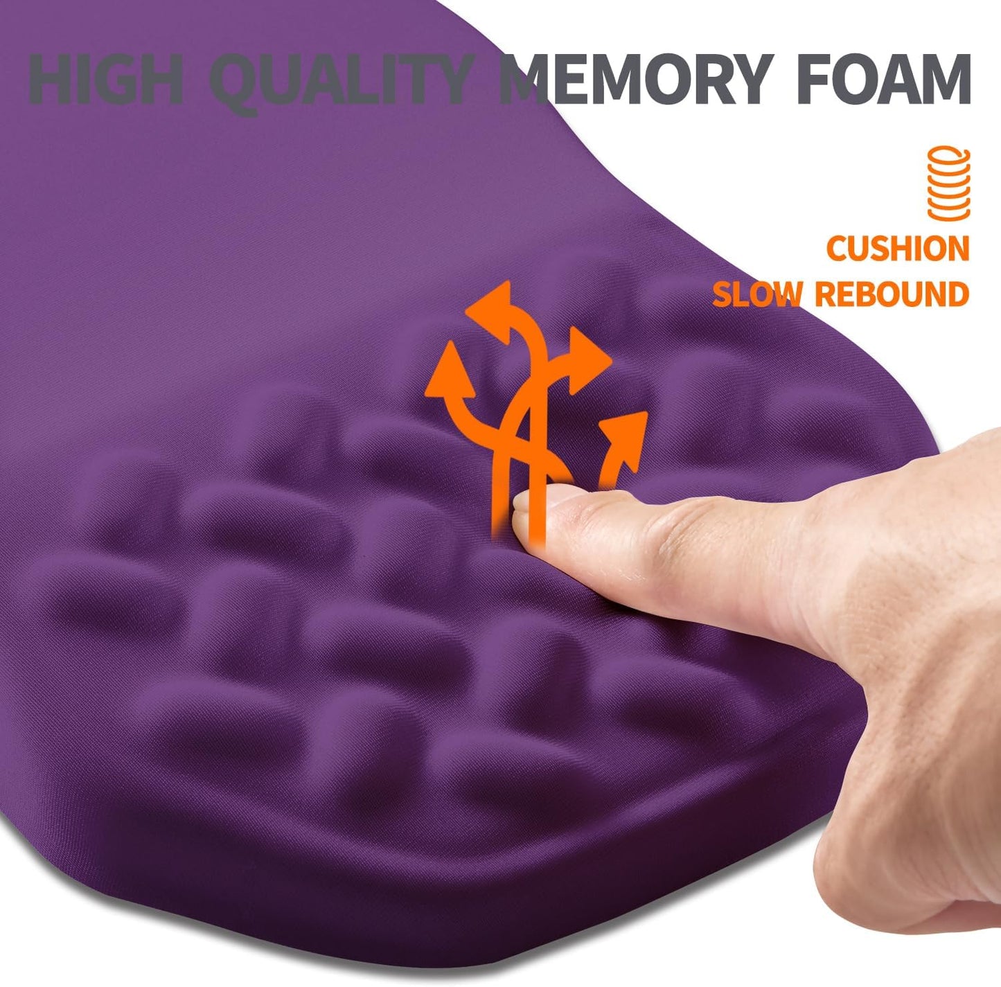 Ergonomic Slope Mouse Pad Wrist Support, Wrist Rest Mousepad for Carpal Tunnel Pain Relief with Massage Bulge and Slow Rebound Memory Foam (12x8 inch, Deep Purple)