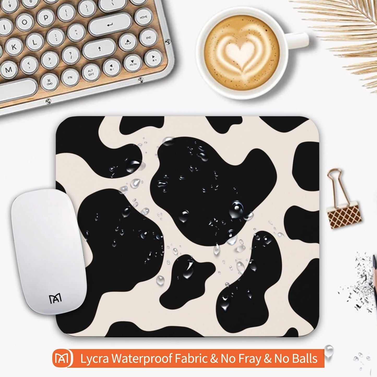 Square Mouse Pad Black Cow Print,Personalized Premium-Textured Custom Mouse Mat Design,Washable Mousepad Cloth,Non-Slip Rubber Base Computer Mouse Pads for Wireless Mouse