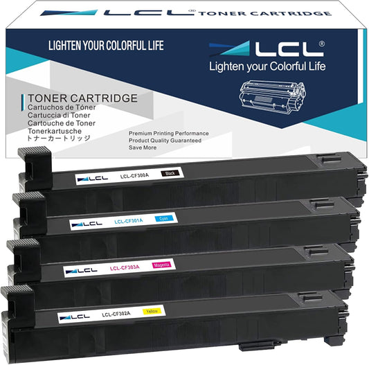 LCL 827A Toner Cartridge Replacement for HP 827A CF300A CF301A CF302A CF303A for MFP M880z M880z+ Printer (4-Pack KCMY)