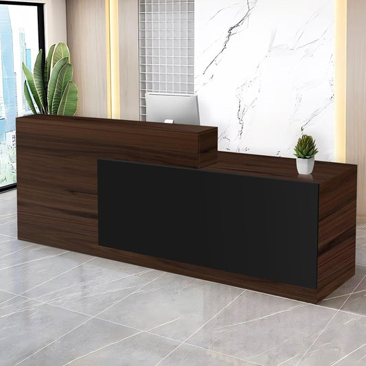 Reception Desk with Counter Modern Checkout Counter with Lockable Drawer Keyboard Tray Receptionist Desk for Office Salon Reception Table H Right 71inch/180cm