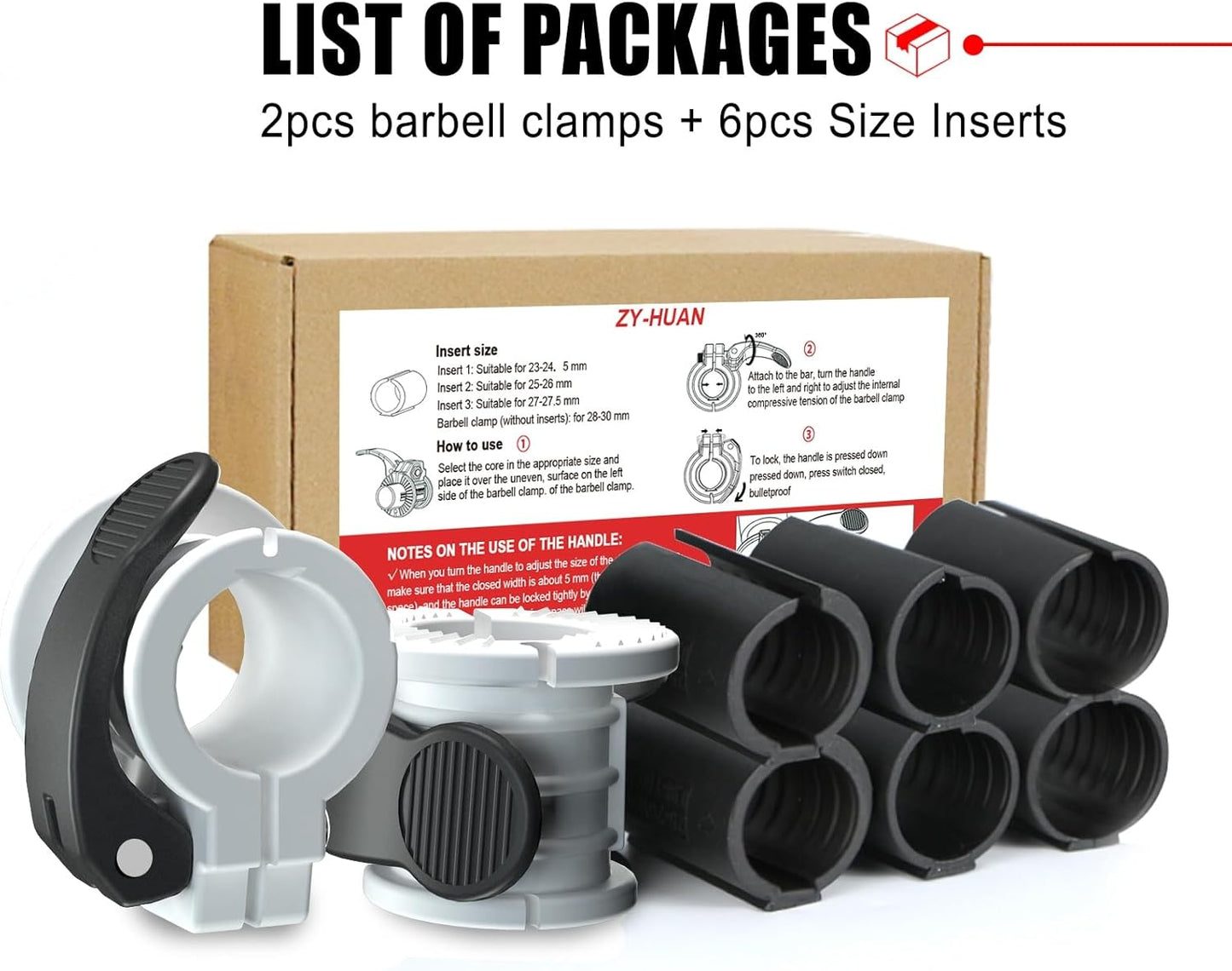 Barbell Clips 1 Inch Quick Release Weight Clamps 0.9-1.18inch Multi-Size Adjustable Olympic Clamps for Bars