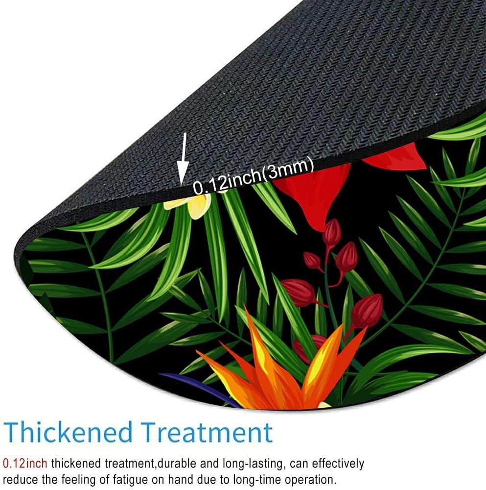 Rainforest Seamless Pattern Tropical Leaves, Tropical Jungle Plants and Exotic Flowers Round Mousepad, Personalized Custom Design Mouse Pads，Mousepad for Laptop Computers(plant1)