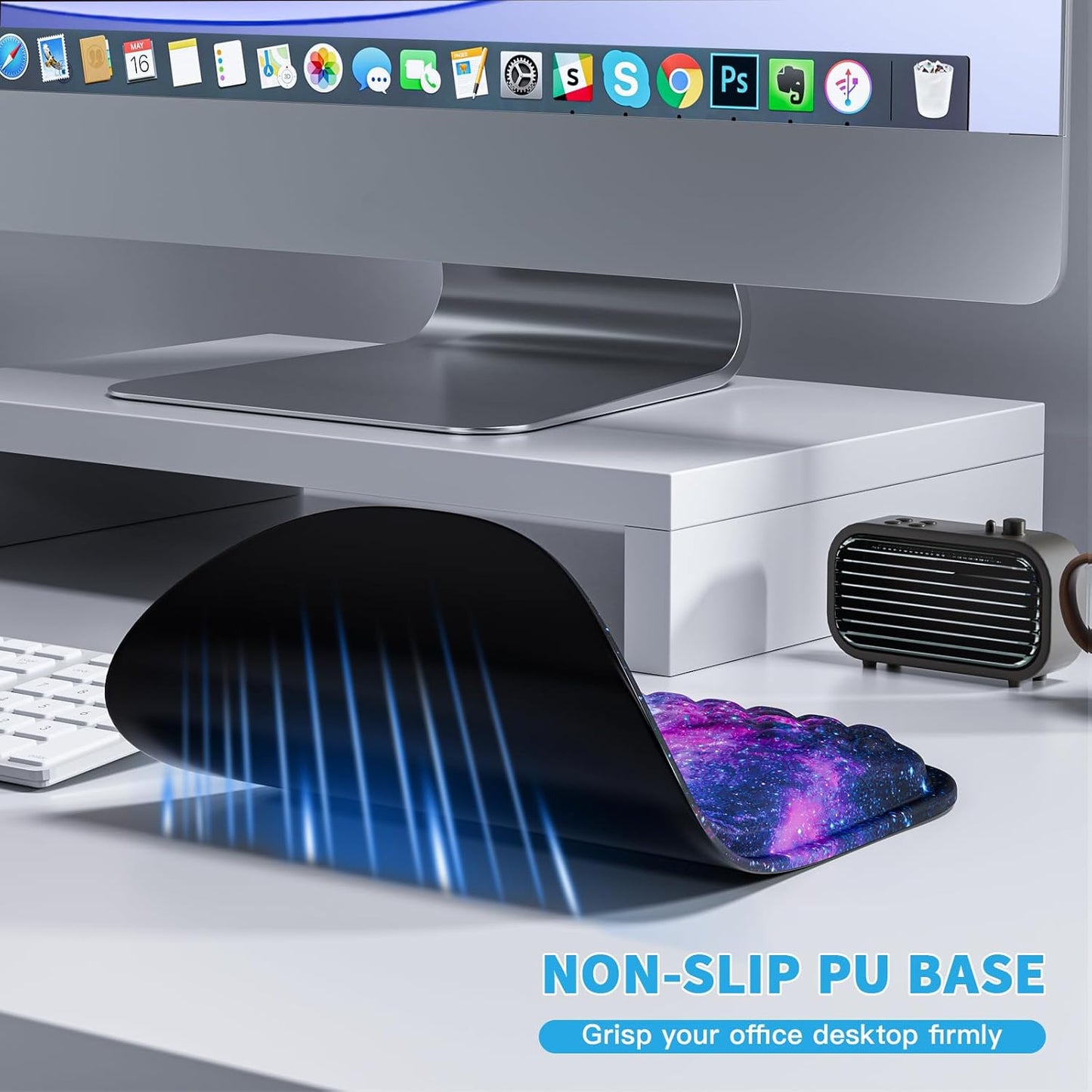 Mouse Pad with Wrist Rest, Ergonomic Mousepads with Wrist Support, Soft Lycra Fabric Memory Foam Office Desk Accessories for Comfort/Pain Relief/PC Gaming/Computer/Laptop (Purple Galaxy)