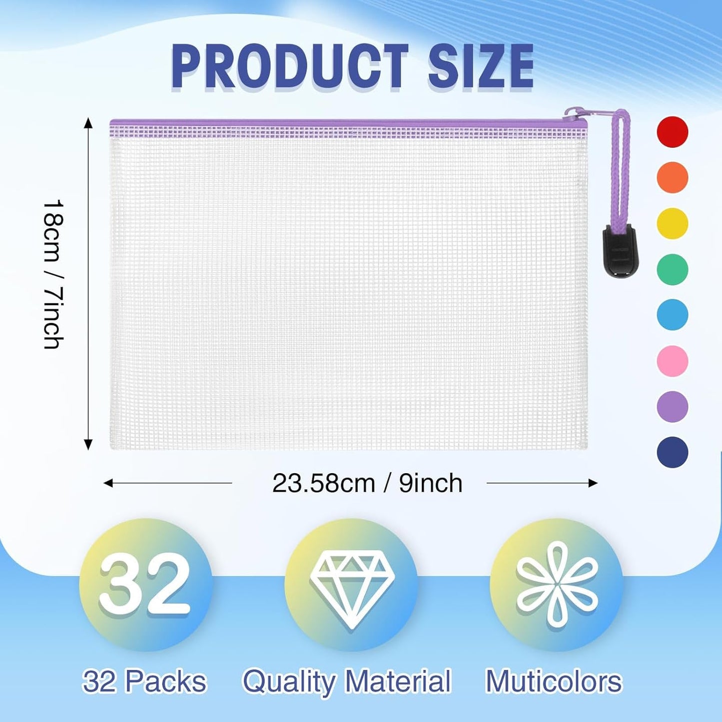 Jetec 32 Pcs Mesh Zipper Bags Toy Storage Bikini Organizer Bag Bolsas Para Guardar Trajes De Baño Waterproof Zipper Reusable Pouch Puzzle Multipurpose for Storage Office(Cute Color,9 x 7 Inch)