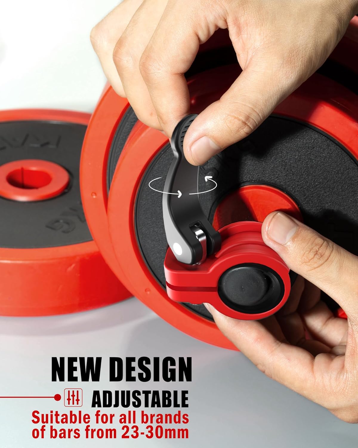 Narrow Barbell Clips 2.5cm Width for Olympic Bars, 0.9-1.18inch Adjustable Weight Clamps, Quick Release Locking Collars for Weightlifting