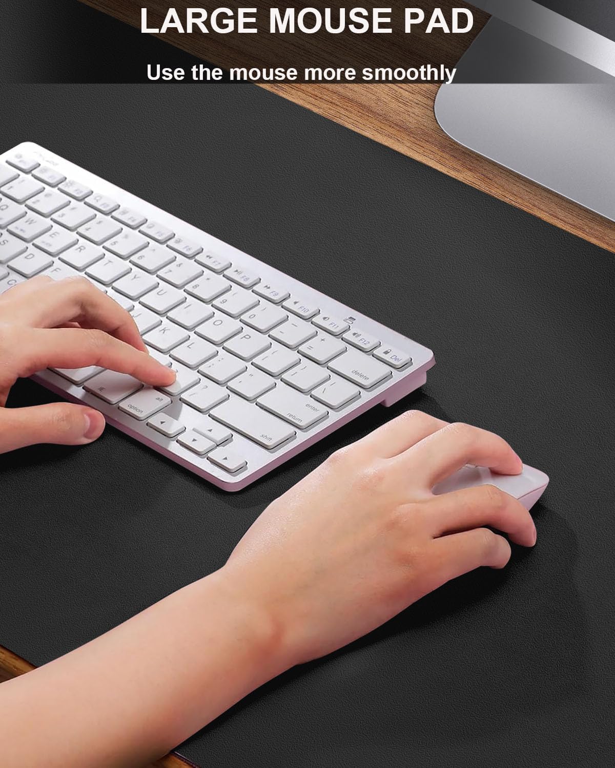 Leather Desk Pad Protector, Office Desk Mat, Large Mouse Pad, Non-Slip PU Leather Desk Blotter, Laptop Desk Pad Desk Accessories for Office and Home (Black, 40" x 17")