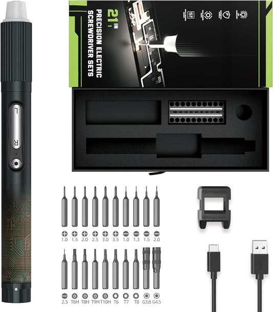 Mini Electric Screwdriver,JAKEMY Adjustable Torque Power Screwdriver Dual-mode Cordless Magnetic Precision Torx Screwdriver Bit Repair Tool kit USB Rechargeable with LED light for Electronics Consoles