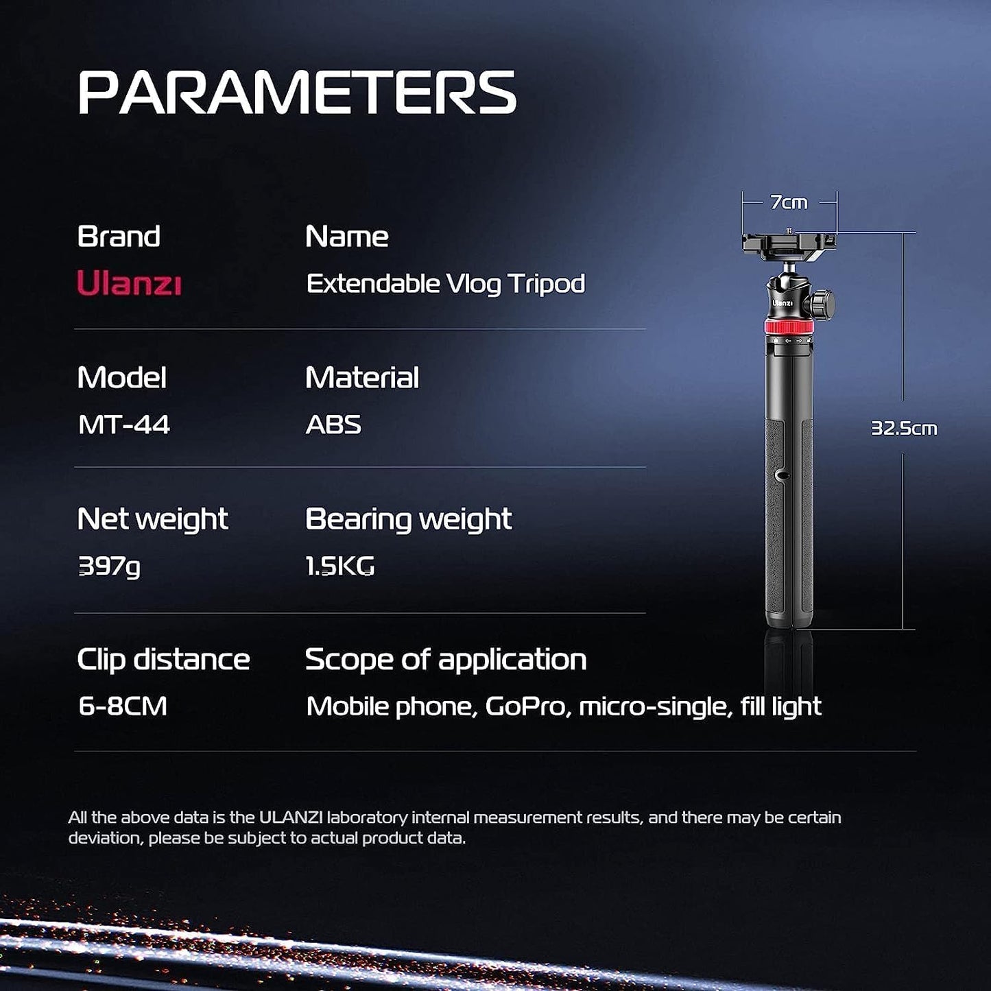 ULANZI MT-44 Extendable Phone Tripod, 59" Selfie Stick Vlog Stand with 2 in 1 Phone Clip, 360° Ball Head Camera Tripod for iPhone Sony Canon DJI Osmo Action Camera, Lightweight for Travel