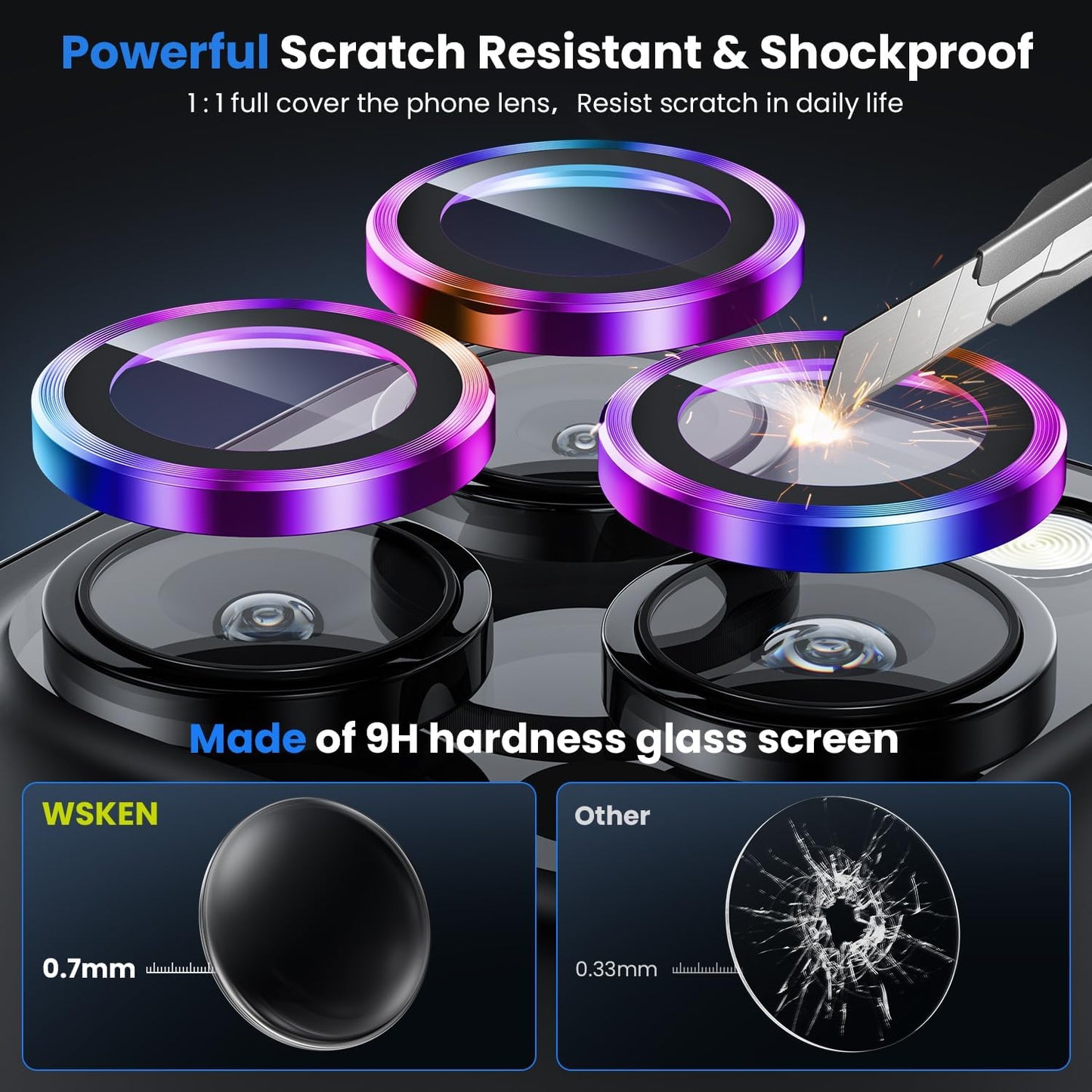 WSKEN for iPhone 16 Pro/iPhone 16 Pro Max Camera Lens Protector - [Original Shooting Model] Shatterproof Ultra HD Tempered Metal Glass Camera Screen Protector Cover Film Accessories