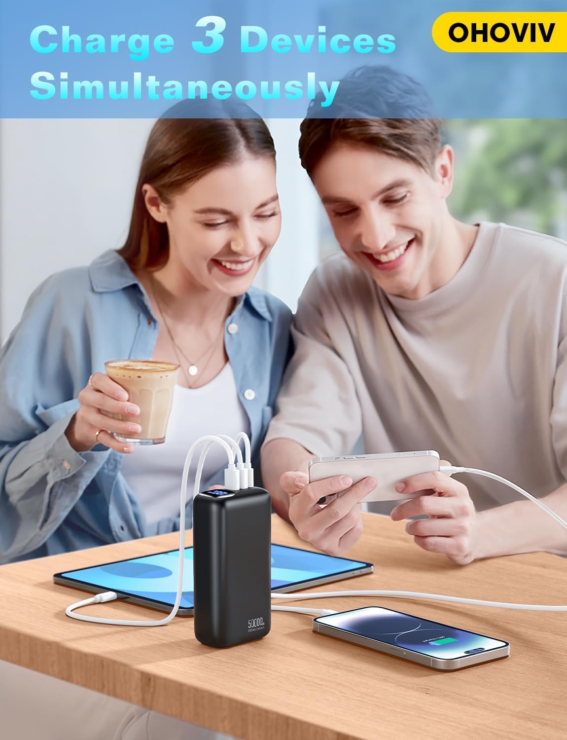 Portable Charger 50000mAh Power Bank - 22.5W Fast Charging External Battery Pack,USB-C Portable Phone Charger for iPhone 16/15/14/13 Pro Android Samsung,Best for Travel Camping Essential