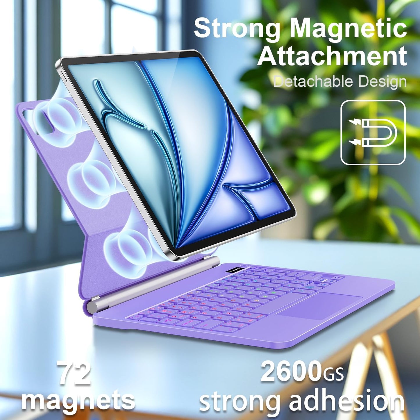 Keyboard Case for iPad Air 13 inch (M3 2025/M2, 2024),iPad Pro 12.9 inch (3/4/5/6th Gen)，Magic-Style Magnetic – Floating Cantilever Stand – Backlit Keyboard Case with Multi-Touch Trackpad