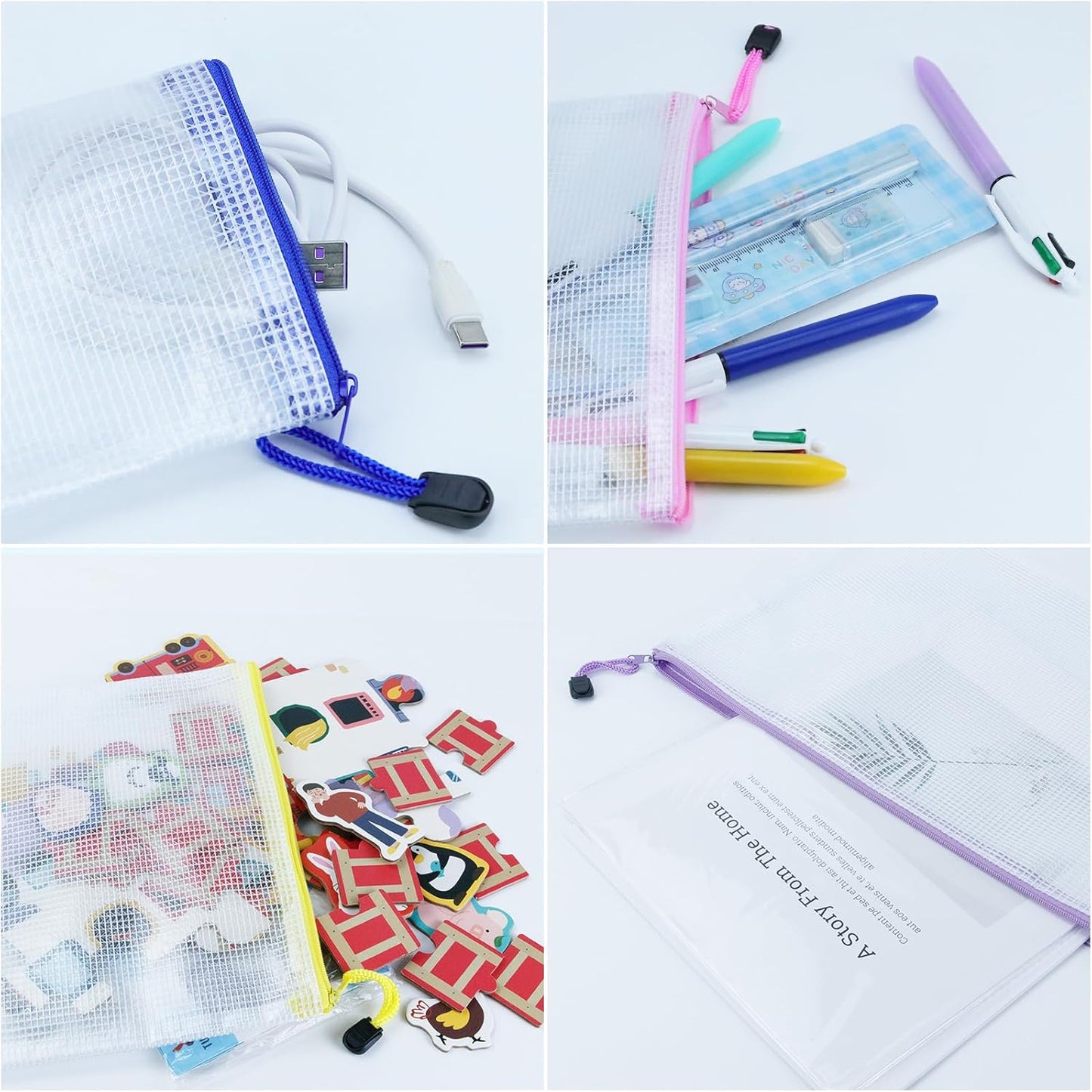 32pcs Mesh Zipper Pouch Bags, 8 Sizes, 8 Colors Zipper Pouches for Organizing, Board Game Storage, Travel, School Office