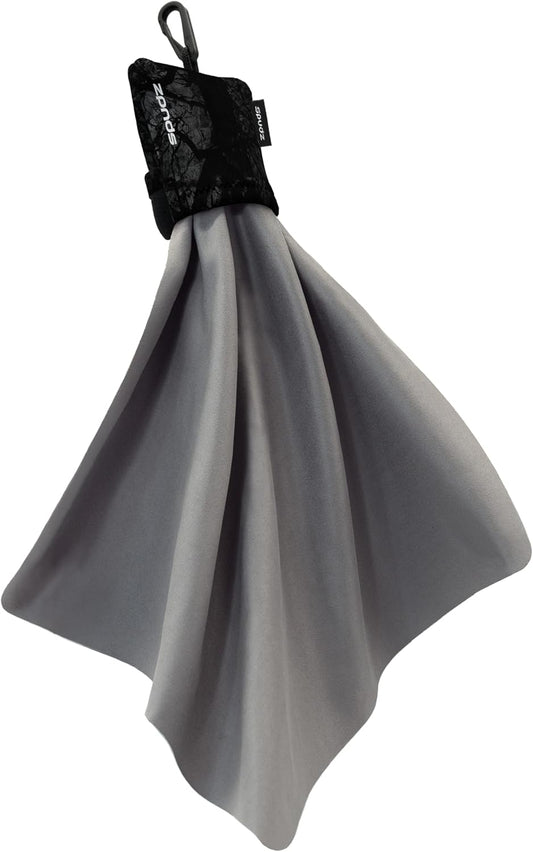 SPUDZ Ultra Microfiber Lens Cleaner – Closable Pouch, Clip-On, Washable – for Optics, Scopes, Glasses | Stealth Shadow, 10 x 10 Inch