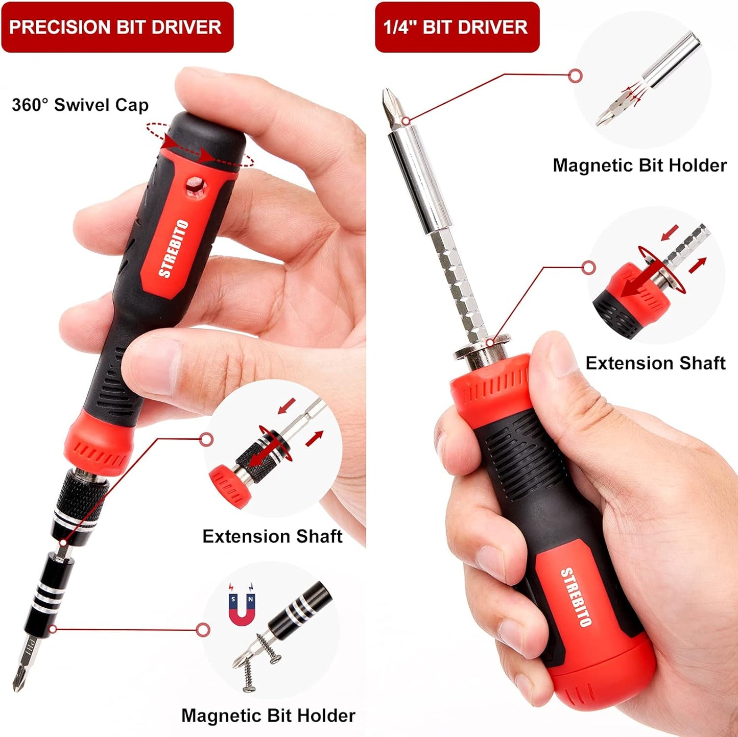 STREBITO Precision Screwdriver Set 191-Piece Multi-Bit Screwdriver 1/4 Inch Nut Driver Home Improvement Tool Electronic Repair Kit for Computer, iPhone, Laptop, PC, Cell Phone, PS4, Xbox, Nintendo