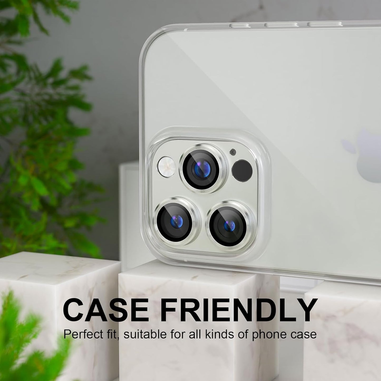 Choiche Compatible for iPhone 16 Pro/iPhone 16 Pro Max Camera Lens Protector, Bling Camera Cover with 9H Tempered Glass Lens Screen Protector Metal Ring Decoration Accessories(Silver)