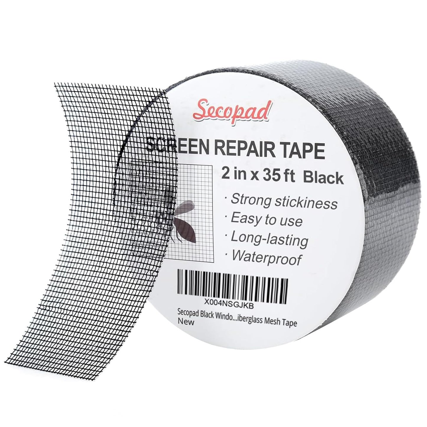 Black Window Screen Repair Tape, 2IN X 35FT (420IN) Screen Repair Kit for Windows or Doors, Strong Adhesive Patch Kit Fiberglass Mesh Tape
