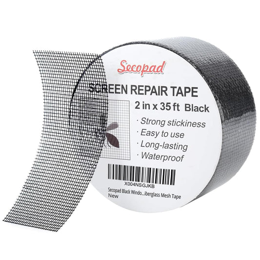 Black Window Screen Repair Tape, 2IN X 35FT (420IN) Screen Repair Kit for Windows or Doors, Strong Adhesive Patch Kit Fiberglass Mesh Tape