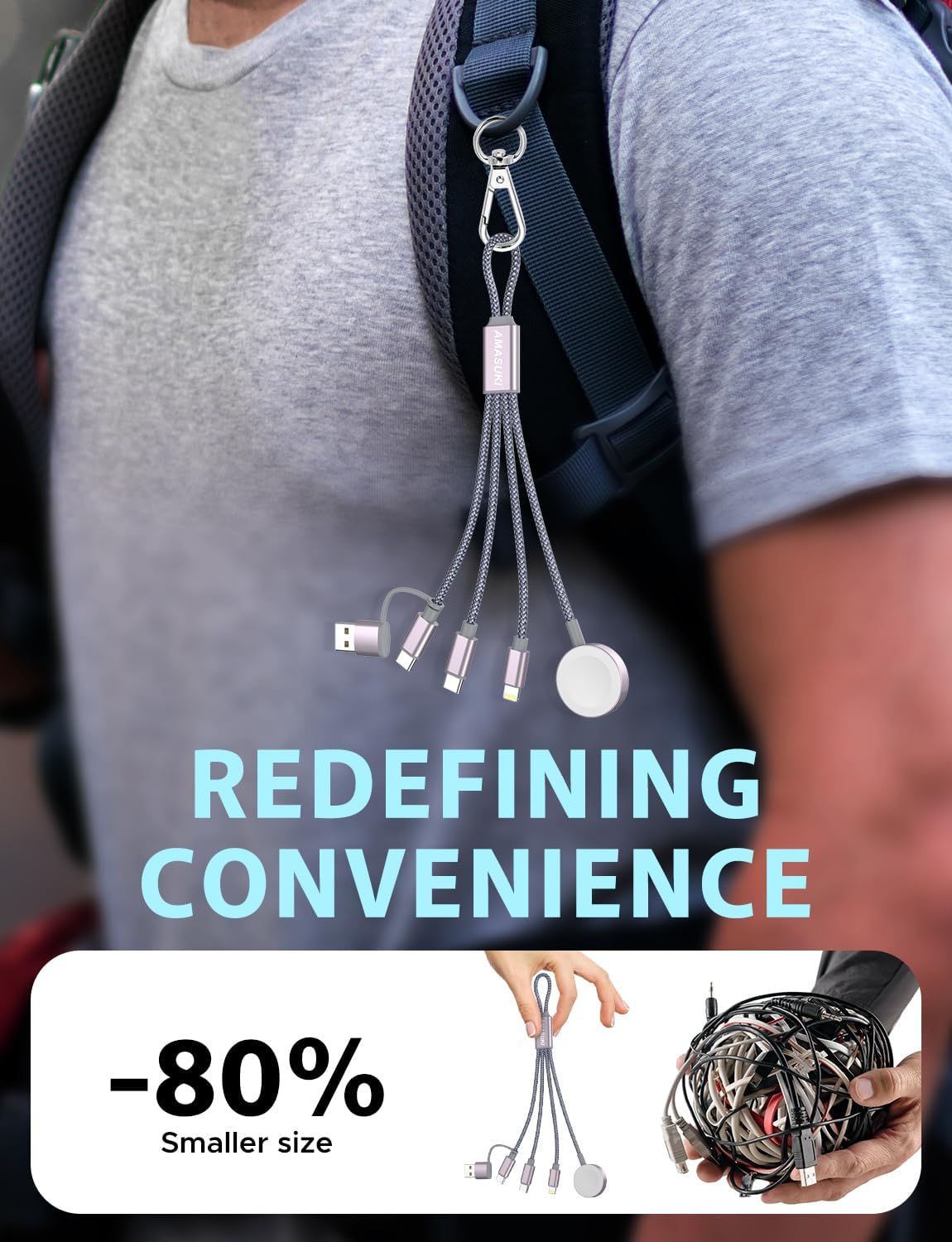 2Pack 8inch Short 3 in 2 USB C Cable for Apple Watch Charger iPhone Charger USB C Multi Fast Charging Cable Compatible with iWatch Ultra/SE/10/9/8/7/6/5/4/3/2/1 & iPhone 16/15/14/13/12/11/Galaxy S2