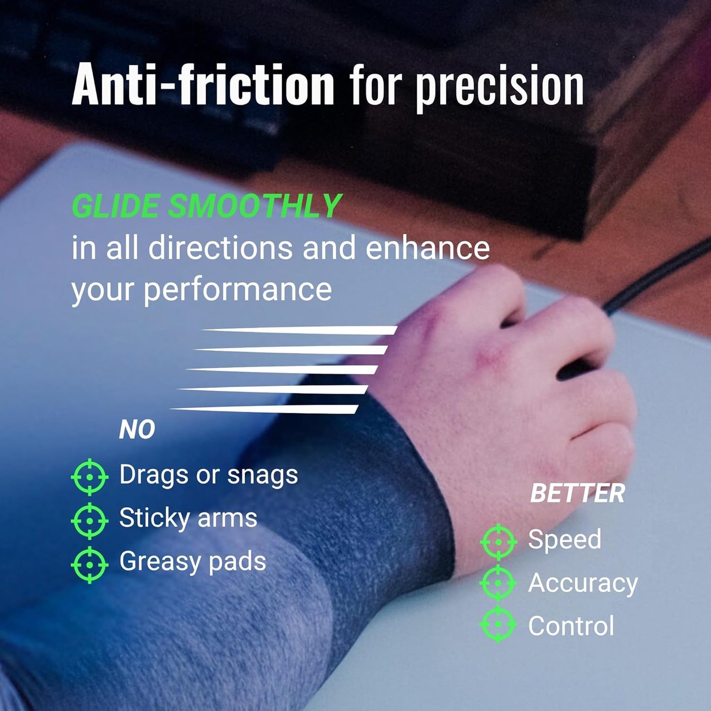 ONISSI Gaming Arm Sleeve for PC │Anti-Friction,Precision, Compression Gamer Sleeves for Mouse pad │Men or Women E-Sports Gift (Black Mountains, Medium)