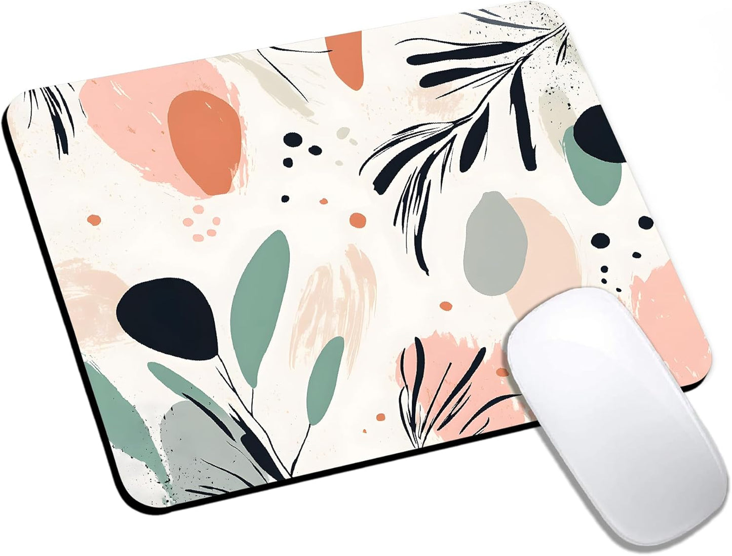 Mouse Pad, Cute Aesthetics Art Boho Mouse Pads for Desk, 9.5" x 7.9" Non-Slip Rubber Base Computer Mousepad with Women, Portable Square Design for Wireless Mouse and Pad Laptop Office & Travel