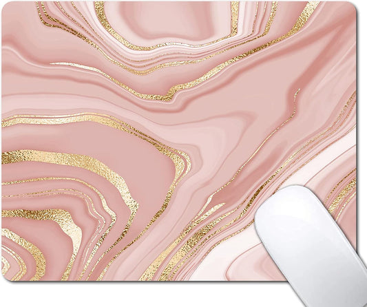 Gold Marble Mouse Pad, Stripes Pattern Mousepad for Design, Anti-Slip Rubber Base Wireless Mouse Pads for Laptop