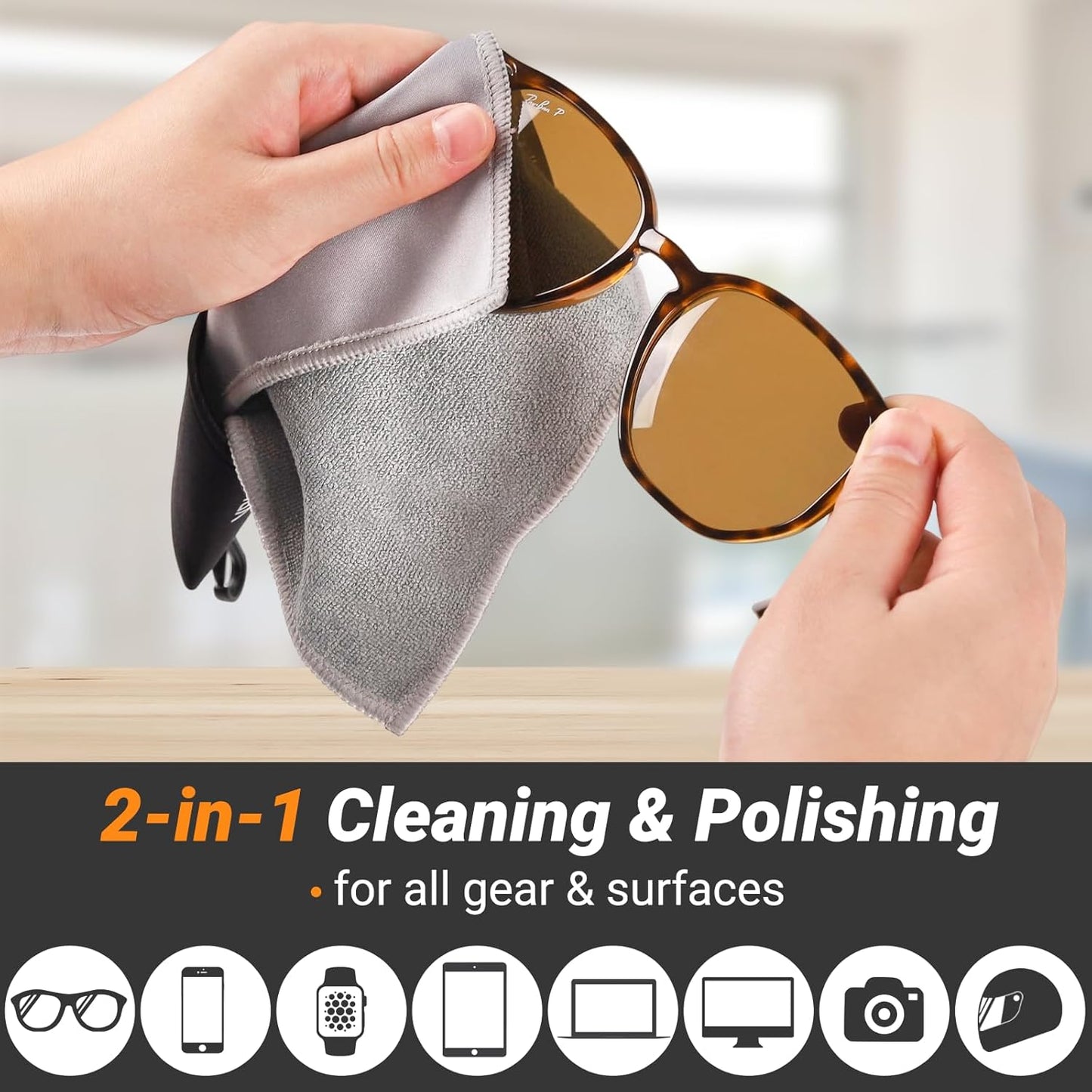 2 Sided Portable Glasses Cleaner, Patriotic Gasses Cleaning Cloth Keychain,Reusable Microfiber Eyeglasses Cleaning Cloth for Sunglasses Lens Camera Phone Screens