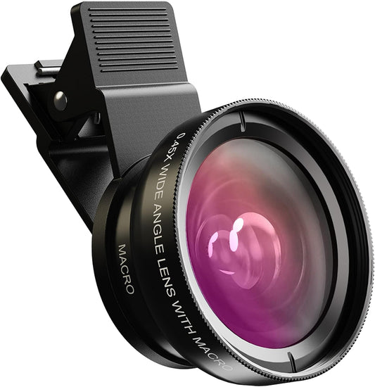 MIAO LAB 2-in-1 Phone Camera Lens Kit, 12.5X Macro + 0.45X Wide Angle (140°) Cell Phone Clip-on Lens for iPhone/Android, Includes Travel Bag