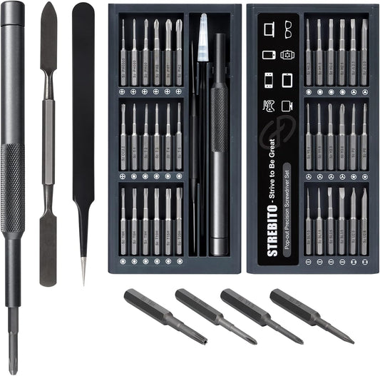 STREBITO Small Screwdriver Set - 39 in 1 Precision Screwdriver Kit, Electronics Tool Set - PC, Laptop, RC, Computer, Phone Repair, S2 Steel Long Bits - Torx, Pentalobe, Triwing