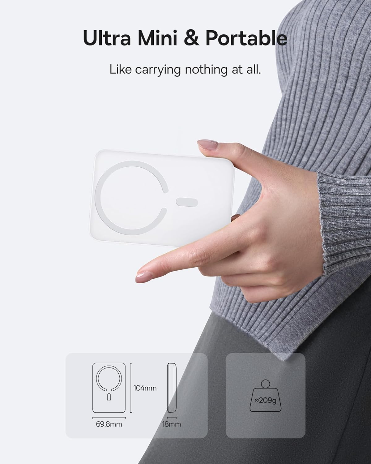 Baseus for MagSafe Portable Charger, 10000mAh Wireless Magnetic Power Bank with USB-C Cable 22.5W PD Charging, Slim Phone Battery Pack Compatible with iPhone 16/15/14/13/12 Pro/Pro Max Series-White