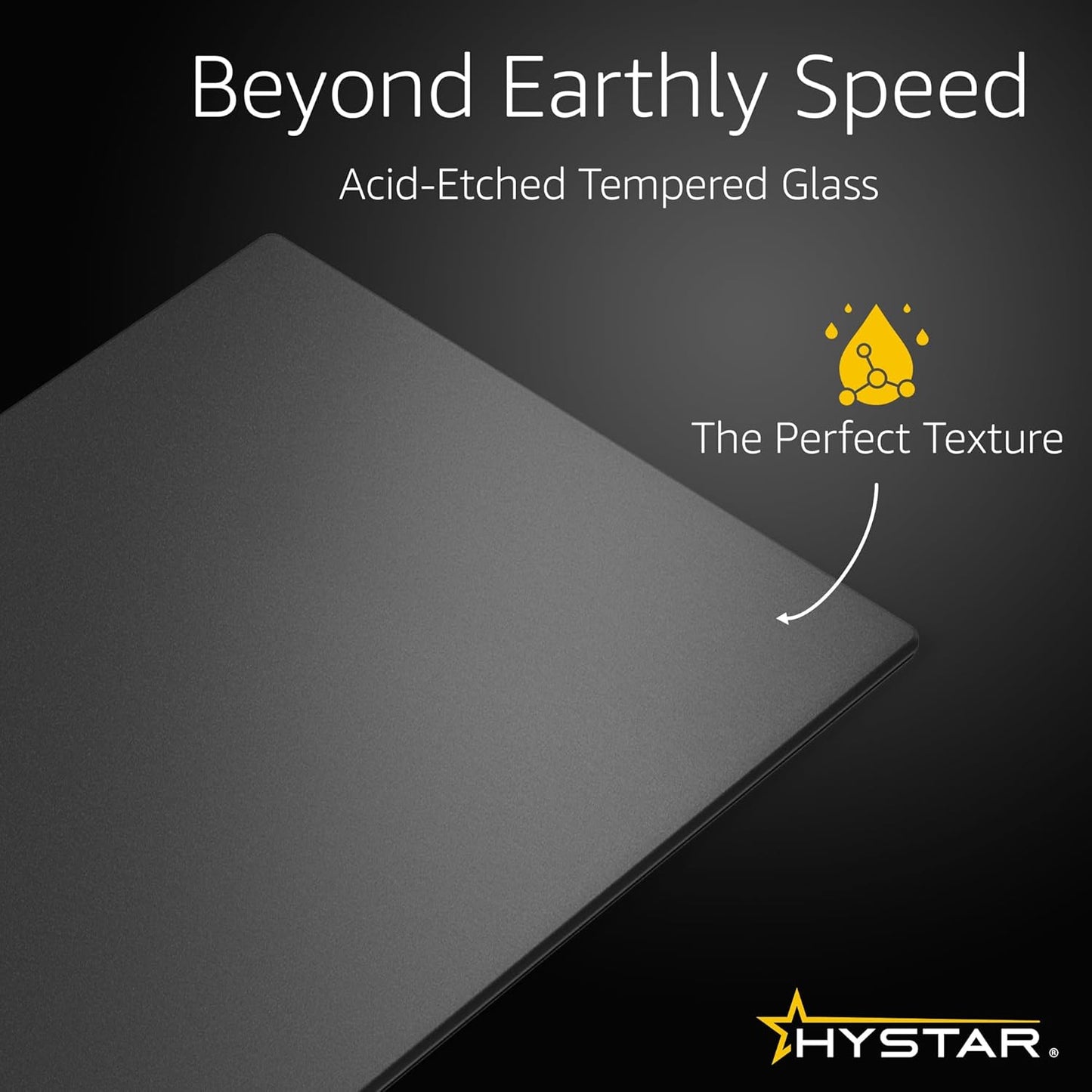 Hystar Aether Glass Gaming Mousepad | Micro-Etched Tempered Glass | Quiet, Ultra-Fast Glide | Full Anti-Slip Silicone Backing (Black, X-Large)