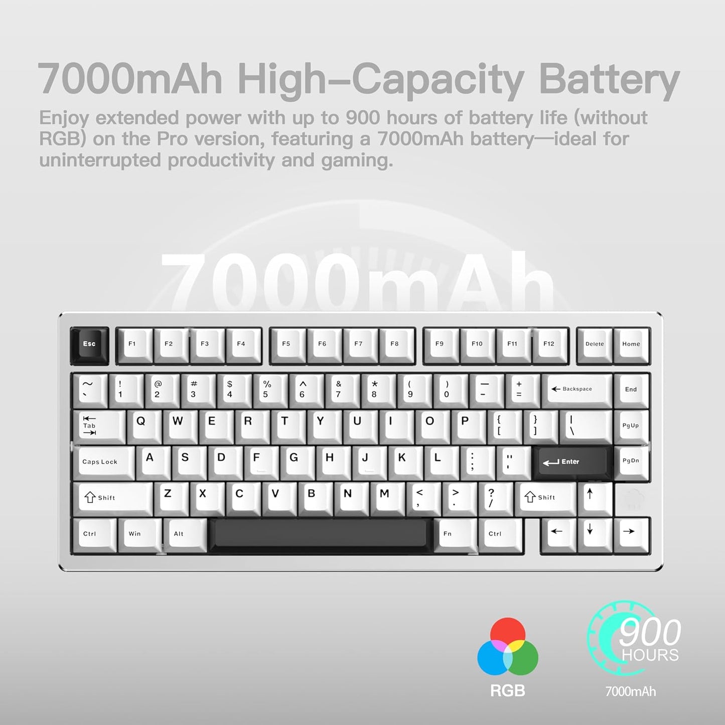 KEEBMONKEY WOBKEY Rainy 75 CNC Aluminum HMX/JWK/Cocoa Switches Triple-Mode Connectivity Mechanical Keyboard with Superior Acoustics, RGB/FR4/Silver SUS304/7000mAh/Cocoa Switch (Pro - Silver)