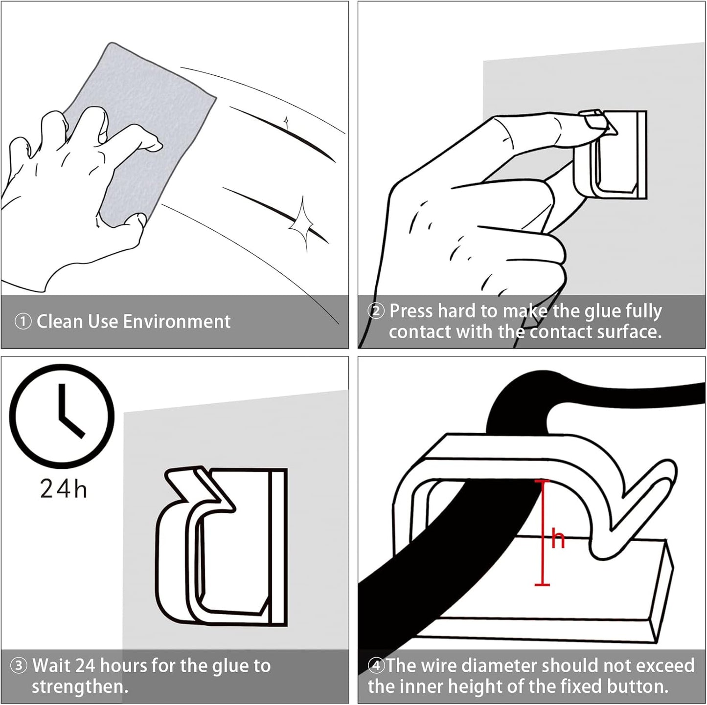 XHF 5/8” Adhesive Cord Clips White 60pcs, Cable Management Staples for Under Desk, Car, Wall, TV, PC, Ethernet