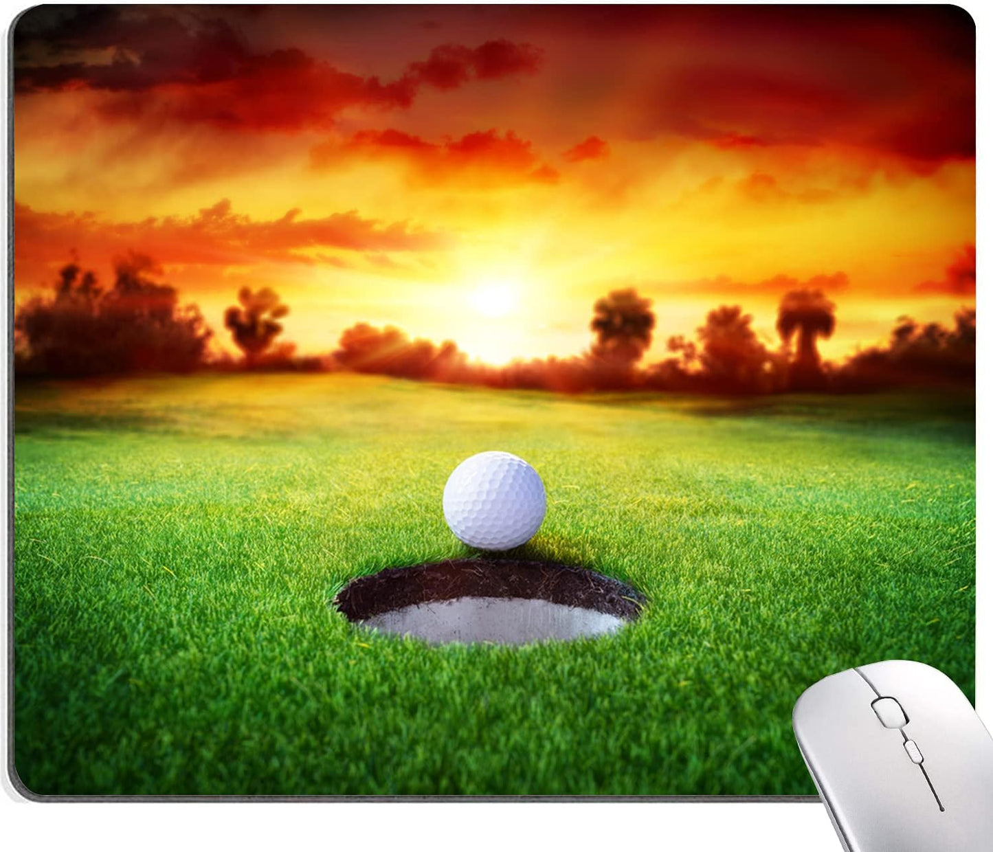 Mouse Pad, Ball in Hole Golf Mouse Pad Rectangle Custom Designs, Waterproof Anti-Slip Rubber Mousepad Office Accessories Desk Decor Wireless Mouse Pads for Computers Laptop