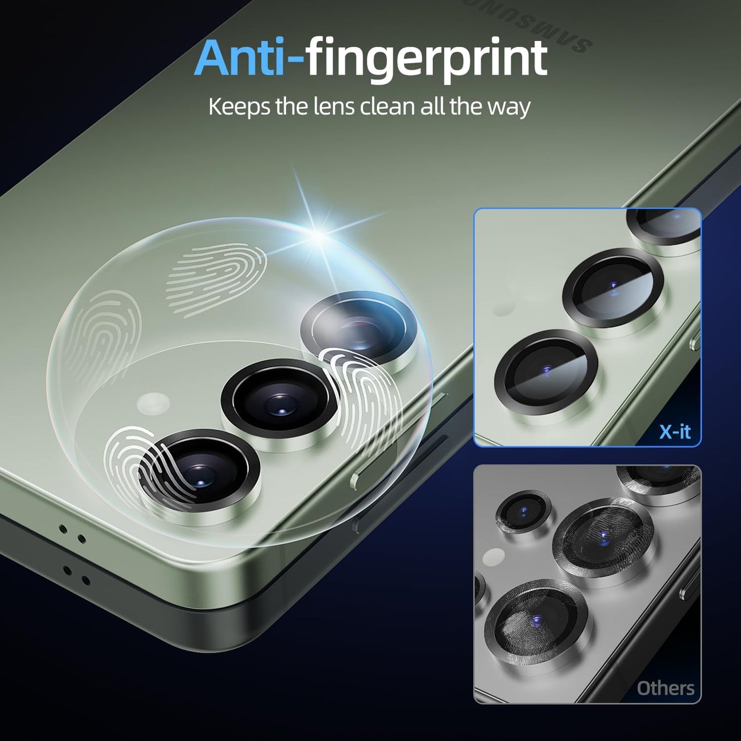 X-it Camera Lens Protector for Samsung S25 Plus, 9H Tempered Glass, Independent Metal Aluminum Edge Original Protection Design, Suitable for Phone Case, Anti-scratch, Anti-reflective,Mint