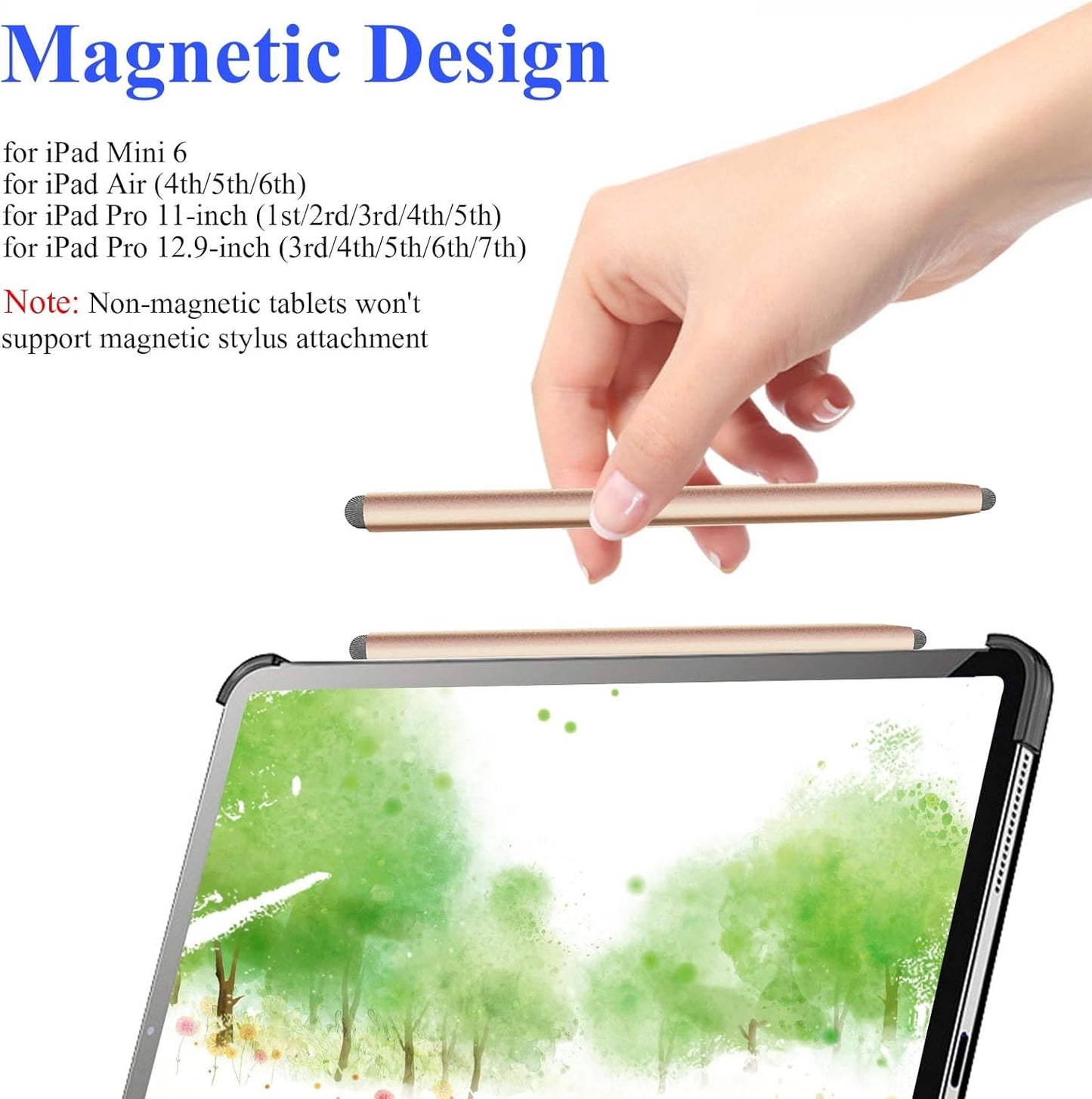 2-in-1 Stylus Pen for Touchscreen with Magnetic, Kenkor 2PCS Tablet Pencil for Apple iPad/Air/Mini/Pro/iPhone/Android/Huawei/Cellphone/Samsung/Galaxy All Universal Touch Screen Devices (Black/Gold)