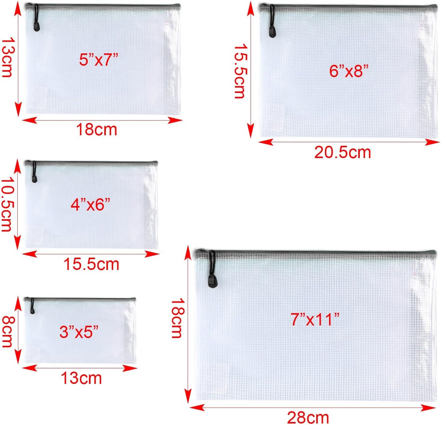 Oaimyy-4 x 6-20 Pcs-Plastic Mesh Zipper Pouch Document Folders Bag Zip File Bags for Office Supplies,Home,Travel Storages,Puzzle Board Games Storage- (Black)