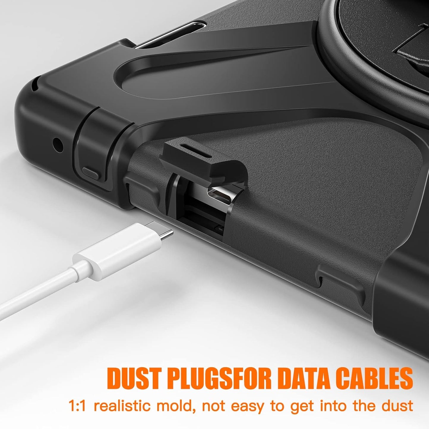 Junfire Shockproof Case for Lenovo Tab M10 3rd Gen 10.1 inch 2022, Heavy Duty Rugged Case with Hand Strap/360°Rotating Kickstand/Shoulder Belt for TB-326FU/TB-328XU,Black