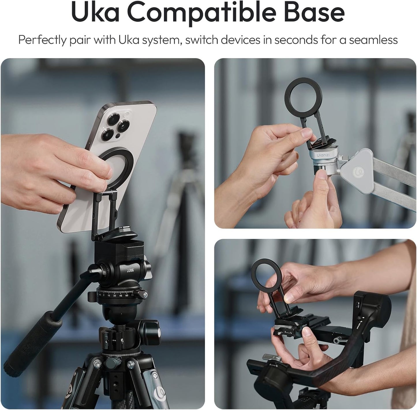 ULANZI MA50 Magnetic Phone Holder for Magsafe, Aluminium Adjustable Dual Magnetic Phone Tripod Stand with 1/4" Screw Hole for Selfie Sticks, Magic Arm, Compatible with iphone12 13 14 15 16 Series