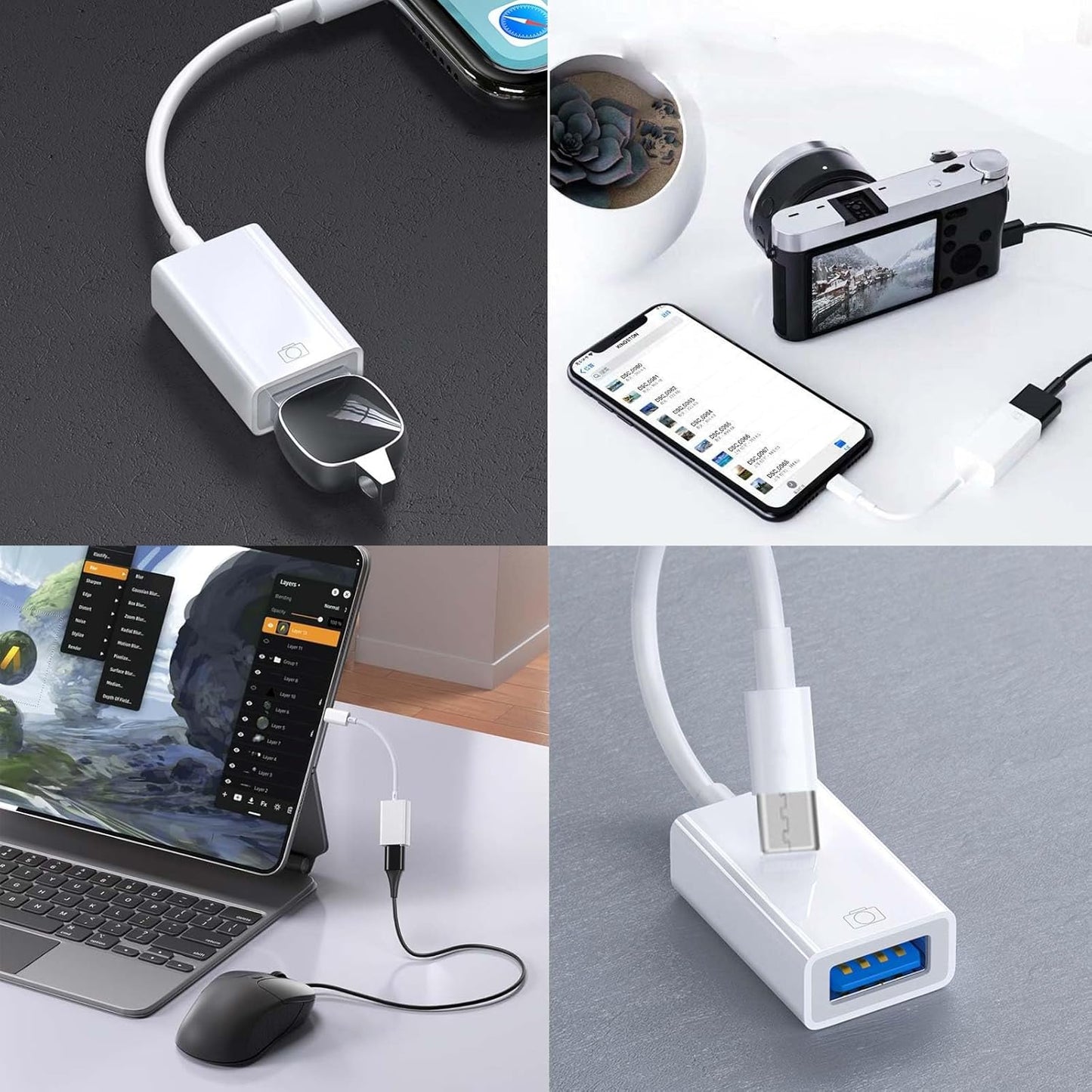 USB C to USB Adapter [3 Pack],Type-C OTG Cable, C Male to USB A Female Adapter Compatible with Laptops/Tablets/Phones ECT.