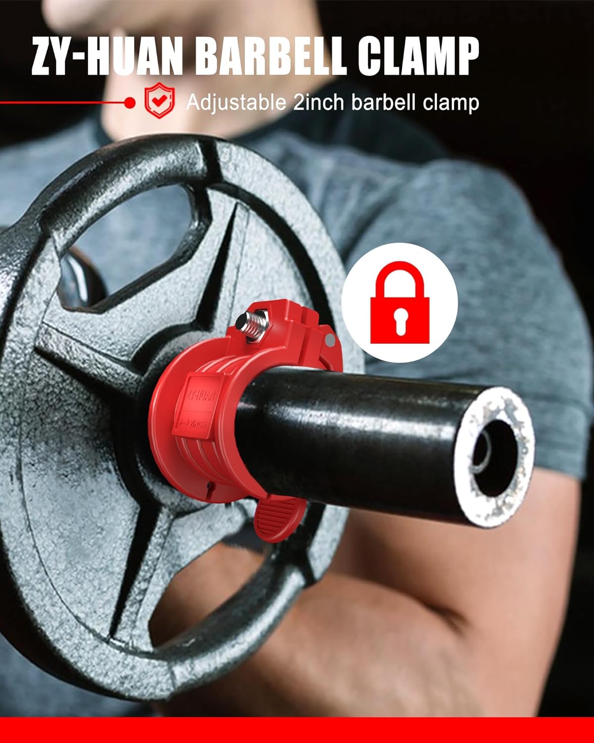 Olympic Barbell Clamps 2 inch Adjustable Barbell Clips Quick Release Pair of Locking Weight Clips for Bars