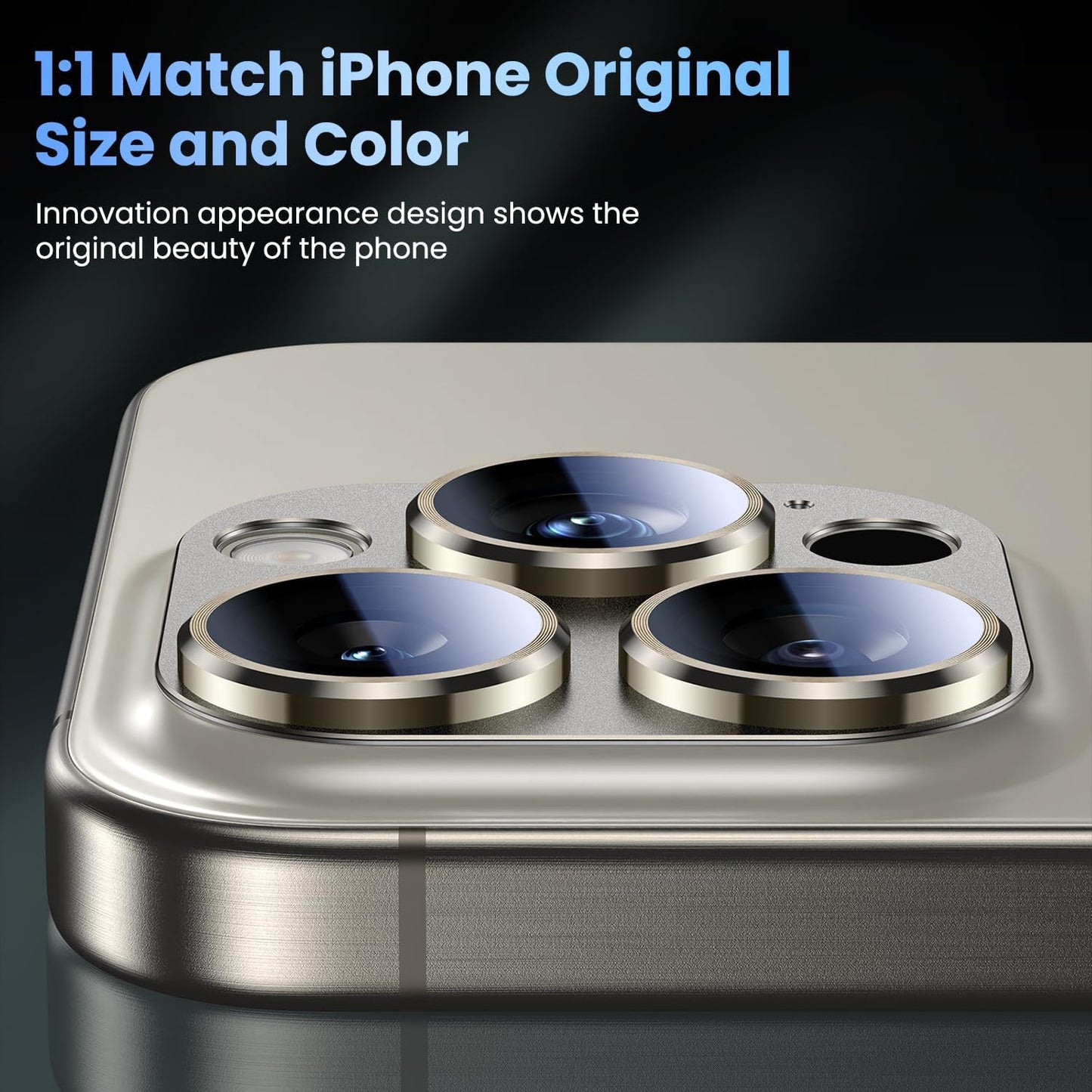 Uyiton Compatible with iPhone 16 Pro/iPhone 16 Pro Max Camera Lens Protector - [Not Easy to Break][Strong Adsorption][Case-Friendly] Metal Tempered Glass Rear Camera Screen Cover - Natural, 2 Pack