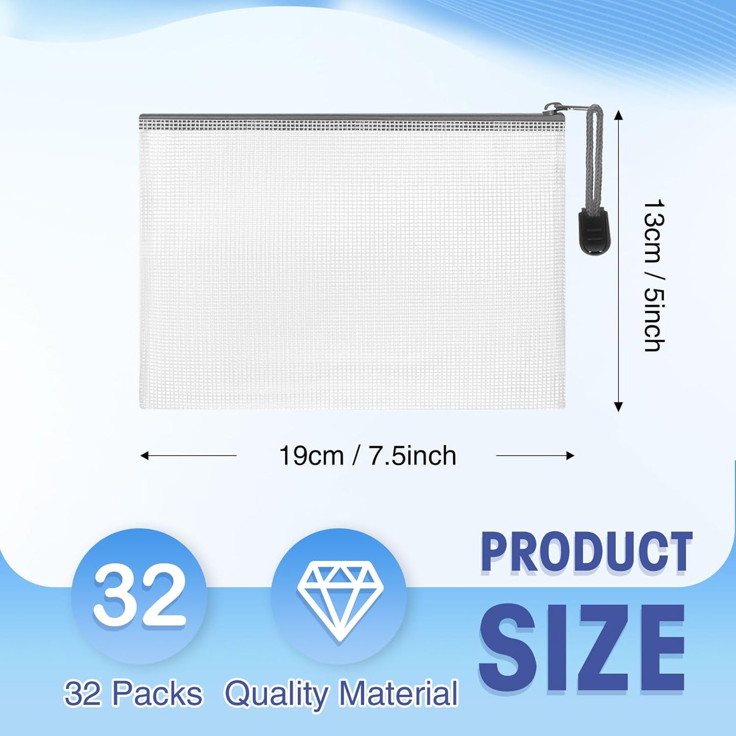 Jetec 32 Pcs Mesh Zipper Bags Toy Storage Bikini Organizer Bag Bolsas Para Guardar Trajes De Baño Waterproof Zipper Reusable Pouch Puzzle Multipurpose for Storage Office(Grey,7.5 x 5 Inch)