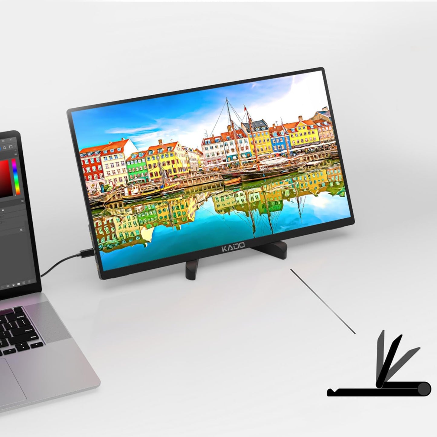 Kado Tablet Stand for Portable Monitor, Adjustable Tablet Holder Foldable, iPad Accessories for Office Compatible with Kindle, Switch, Surface Pro, iPad Pro/Air/Mini, iPhone Pro/Max/Plus