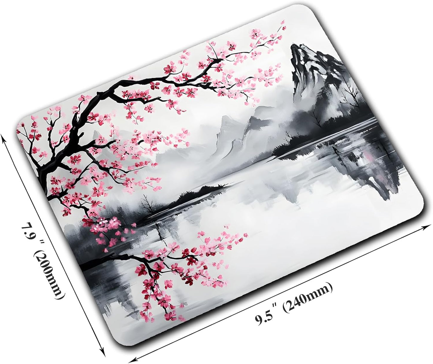 Japanese Cherry Blossom Mouse Pads for Desk, Portable Wireless Computer Mouse pad Small Design with Women, Non-Slip Rubber Base Laptop Mousepad 9.5" x 7.9" Smooth Surface for Office & Travel