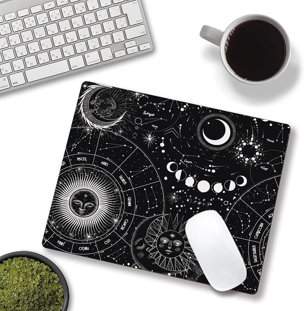 Moon Sun Mouse Pad - Custom Design, Waterproof, Non-Slip Rubber Base, Office Laptop, 9.5"x7.9"x0.12" Inch