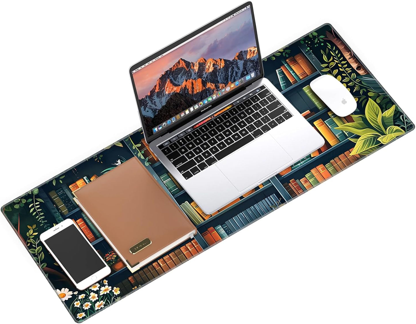 Galdas Gaming Mouse Pad XXL XL Large Long Extended Big Mousepad Non-Slip Rubber Keyboard Mouse Pad with Stitched Edges for Laptop Home Office (31.5x11.8x0.08 Inch) -Books