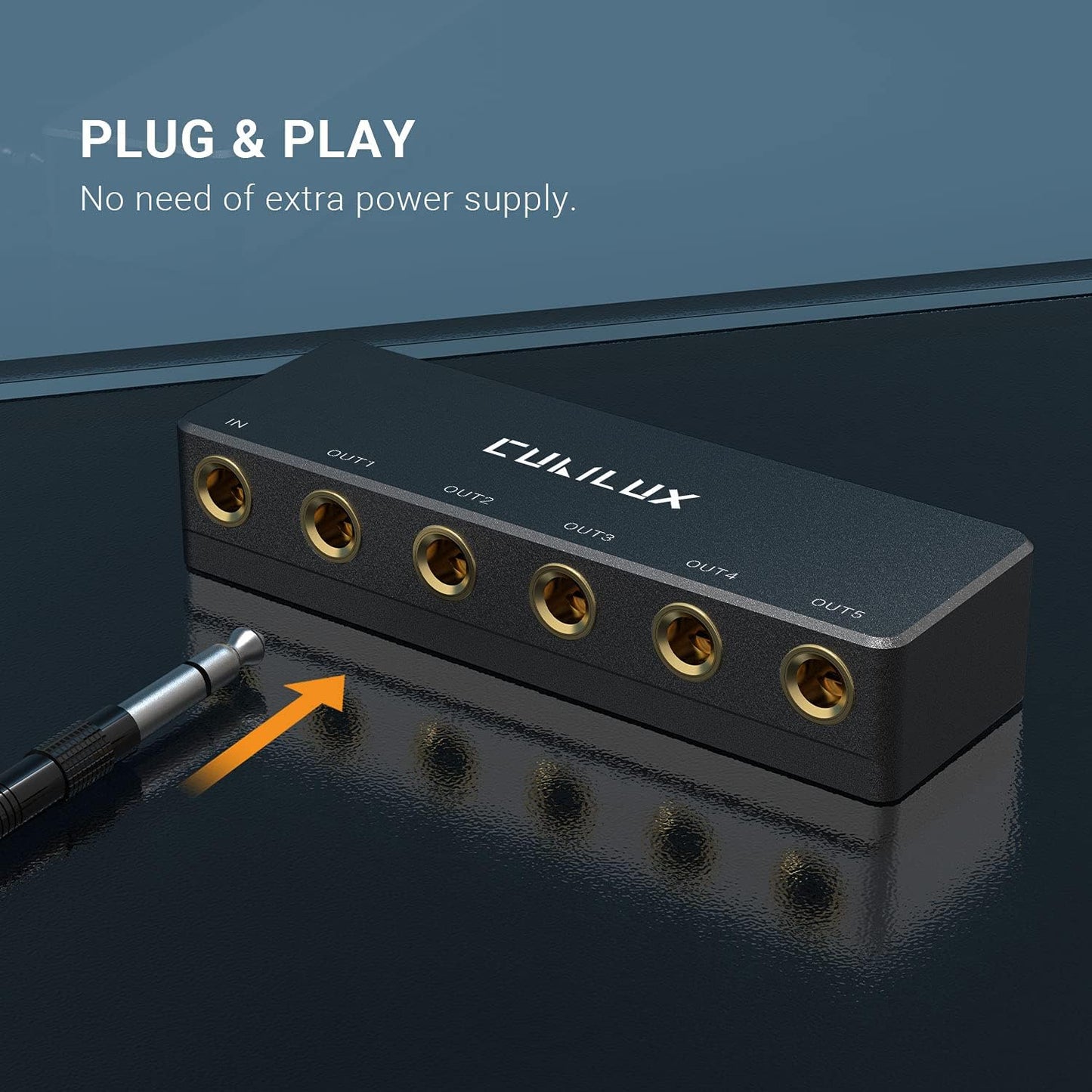 Cubilux Passive 6.35mm Headphones Splitter Box, 1/4” Stereo Multi Audio Distributor, Multiport Quarter Inch TRS TS Aux Splitter for Guitar Signal, Studio Recording, Live Performance, Monitors